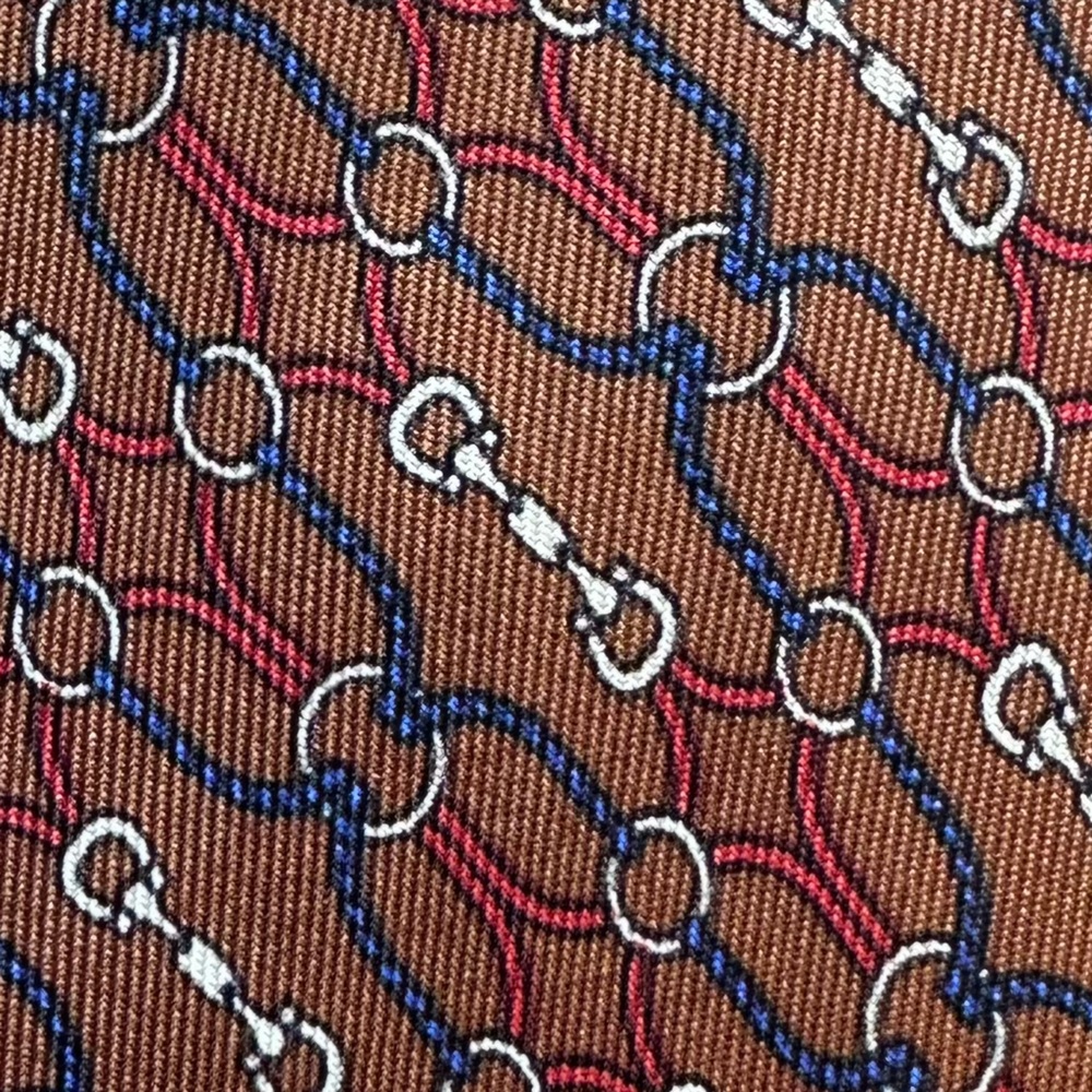 GUCCI Vintage Horsebit Print Silk Tie - Picture 4 of 5